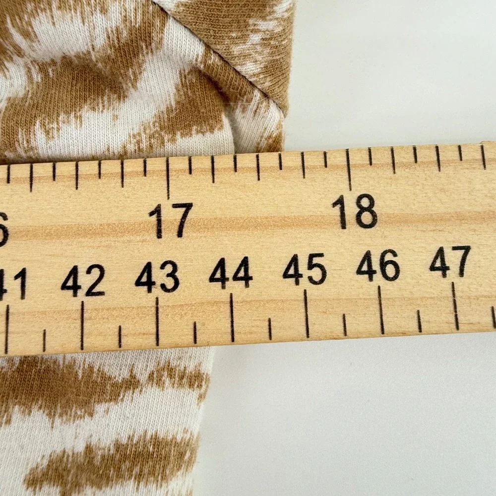 Michael Kors Womens Short Sleeve Tan T Shirt Zebra Print‎ Rhinestone Logo Size M